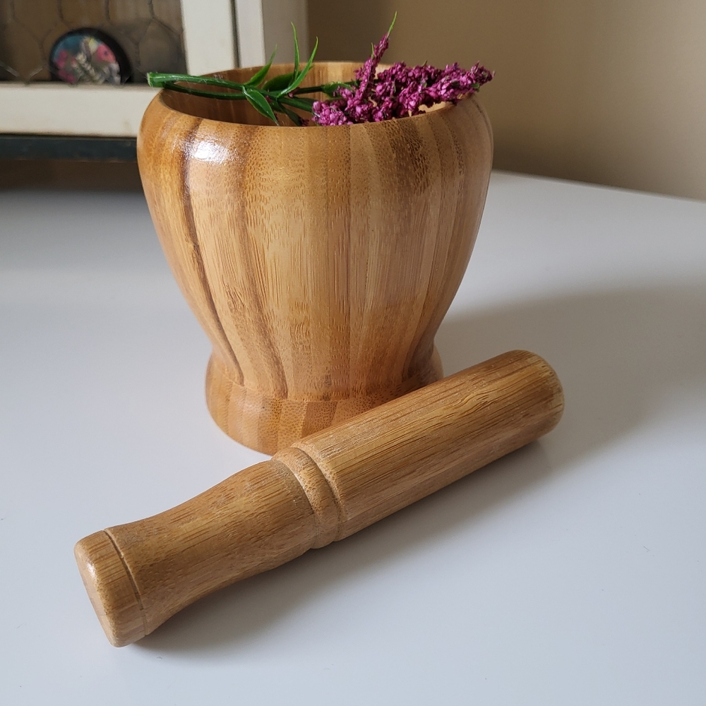 Lightweight Bamboo Wooden Mortar and Pestle
